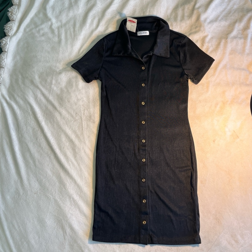 Chic Black Button-Down Mini Dress
